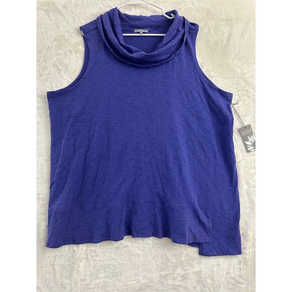 NWT Habitat Purple Cowl Neck Flowy Top 2X Lagenlook Minimalist - Picture 1 of 8